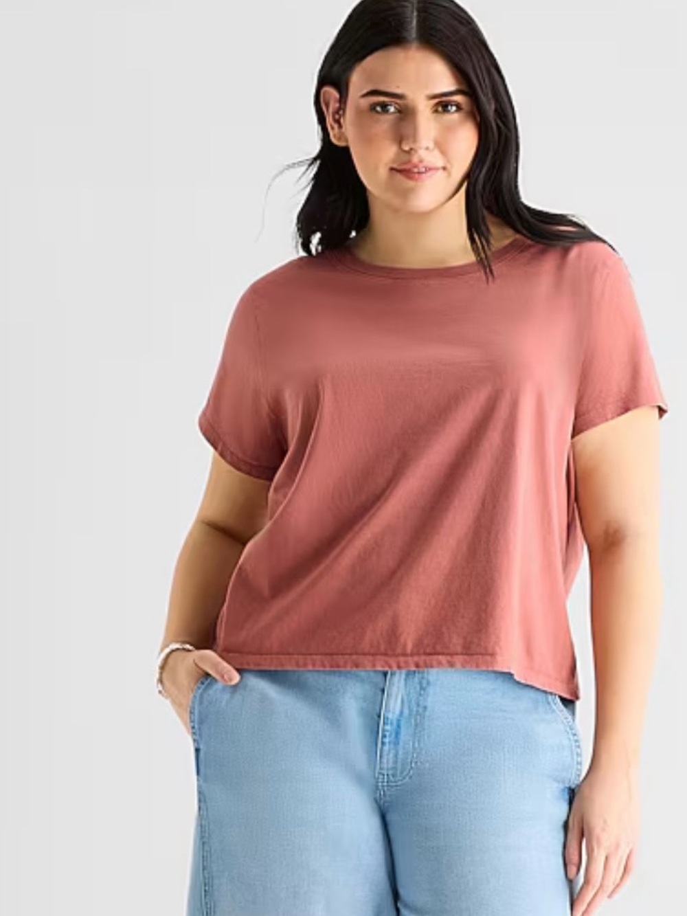 NWT a.n.a Crewneck Crop Cotton Tee in Fire Coral Women's Top